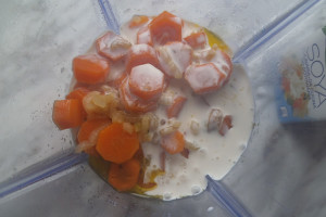 frullare le carote con la panna di soia